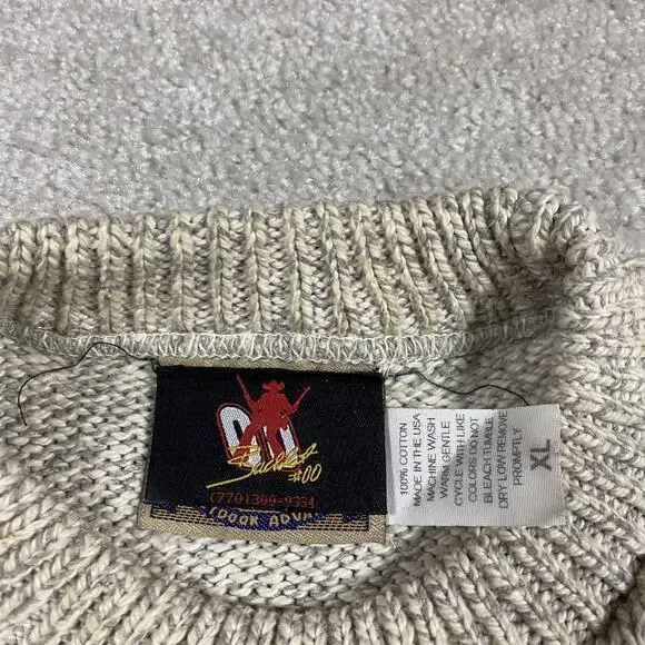 Vintage Buckshot Racing Sweater Mens XL Beige Knit Crewneck Nascar 90s Jones 00 - Picture 4 of 10
